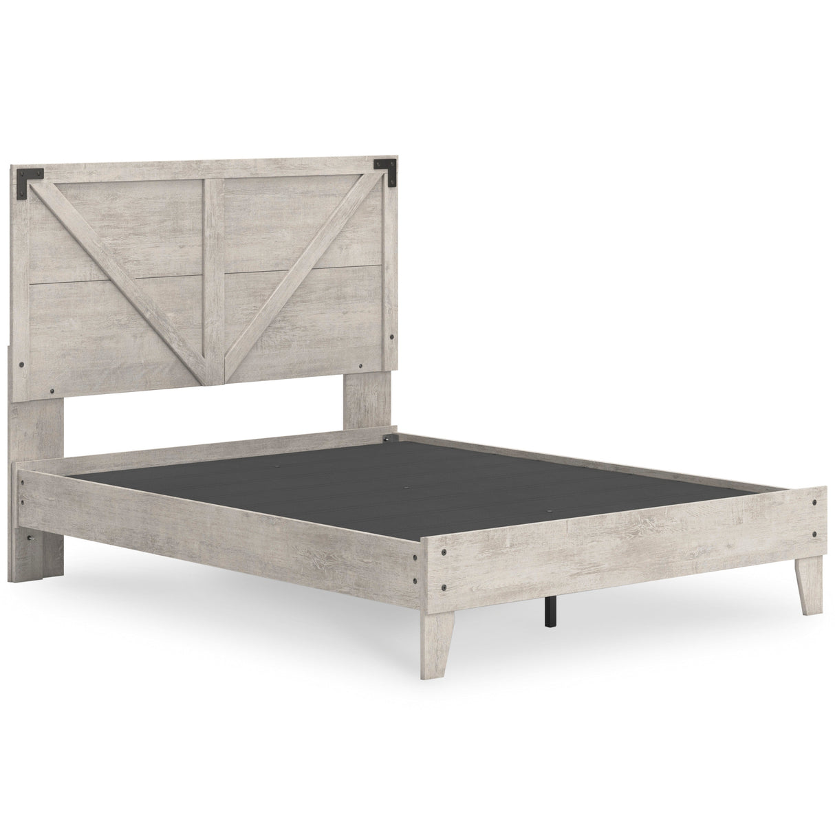 Shawburn Whitewash Crossbuck Queen Platform Bed by Ashley at Eve Furniture