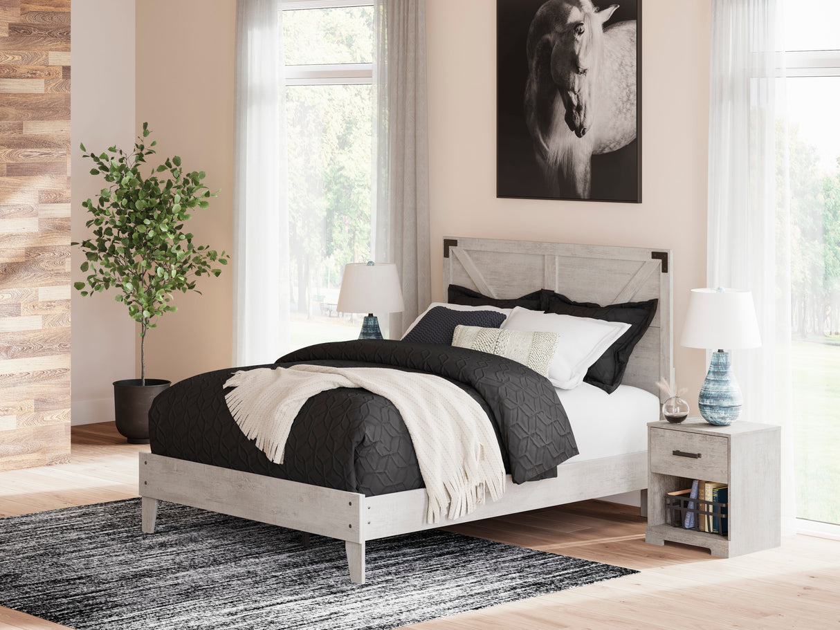 Shawburn Whitewash Crossbuck Queen Platform Bed by Ashley at Eve Furniture