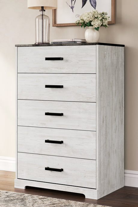 Shawburn Whitewash Crossbuck/Charcoal Gray Platform Bedroom Set by Ashley at Eve Furniture