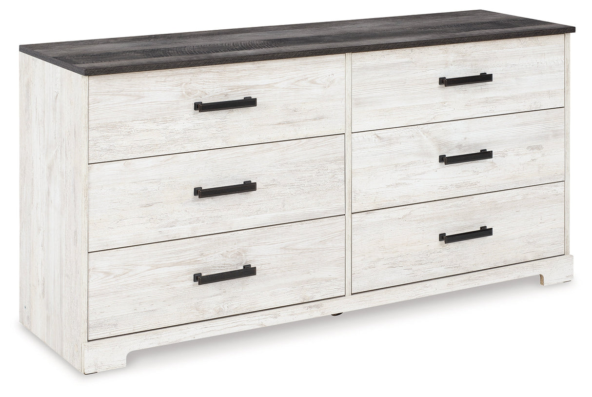 Shawburn Whitewash Crossbuck/Charcoal Gray Platform Bedroom Set by Ashley at Eve Furniture