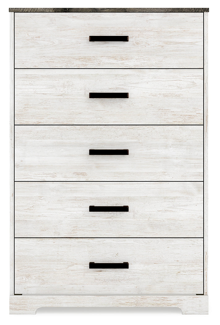 Shawburn Whitewash Crossbuck/Charcoal Gray Platform Bedroom Set by Ashley at Eve Furniture