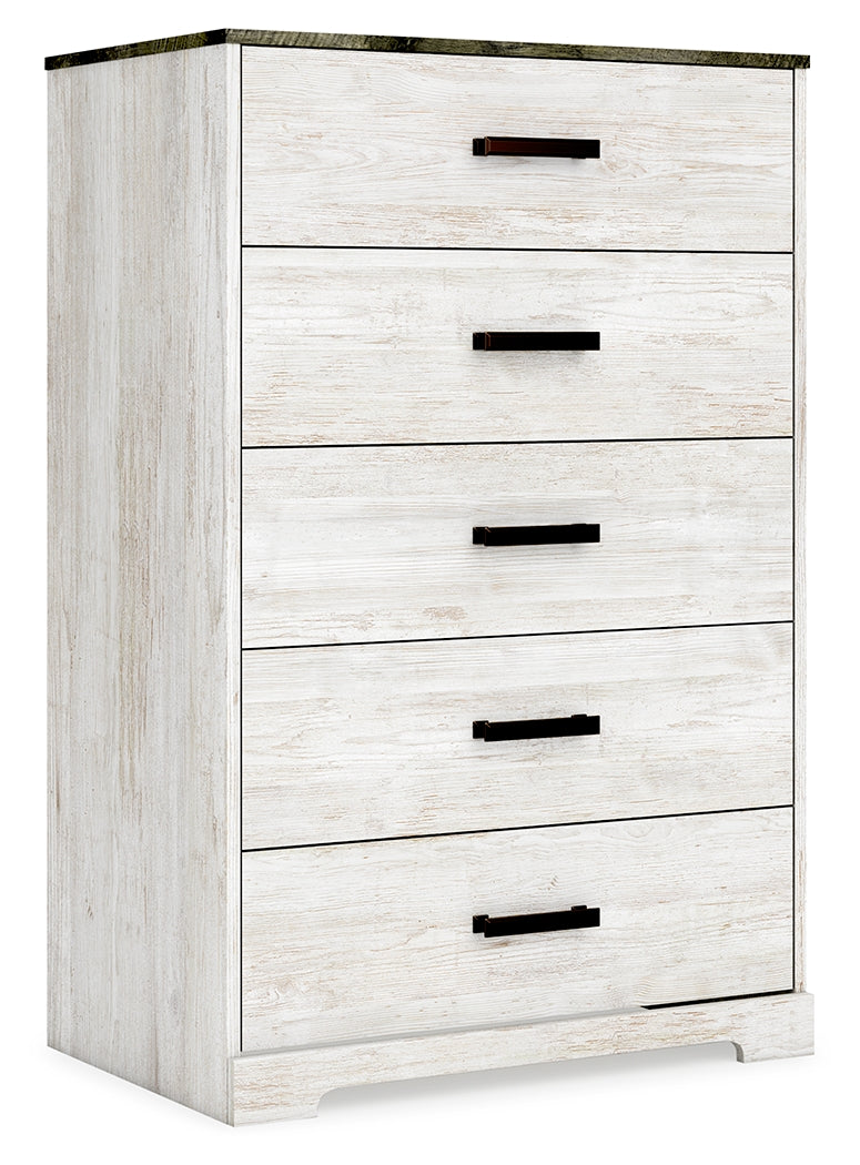 Shawburn Whitewash Crossbuck/Charcoal Gray Platform Bedroom Set by Ashley at Eve Furniture