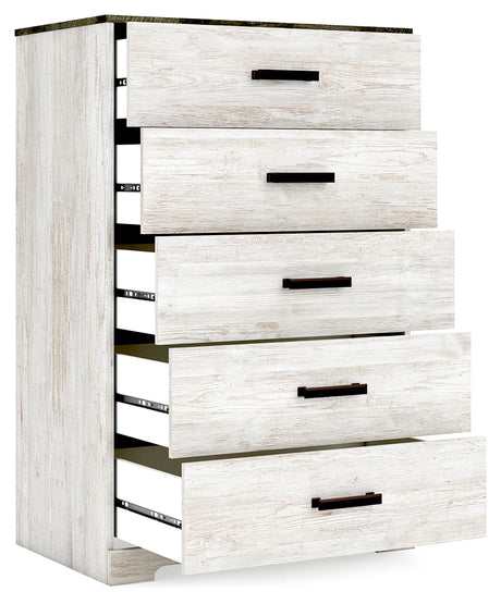 Shawburn Whitewash Crossbuck/Charcoal Gray Platform Bedroom Set by Ashley at Eve Furniture