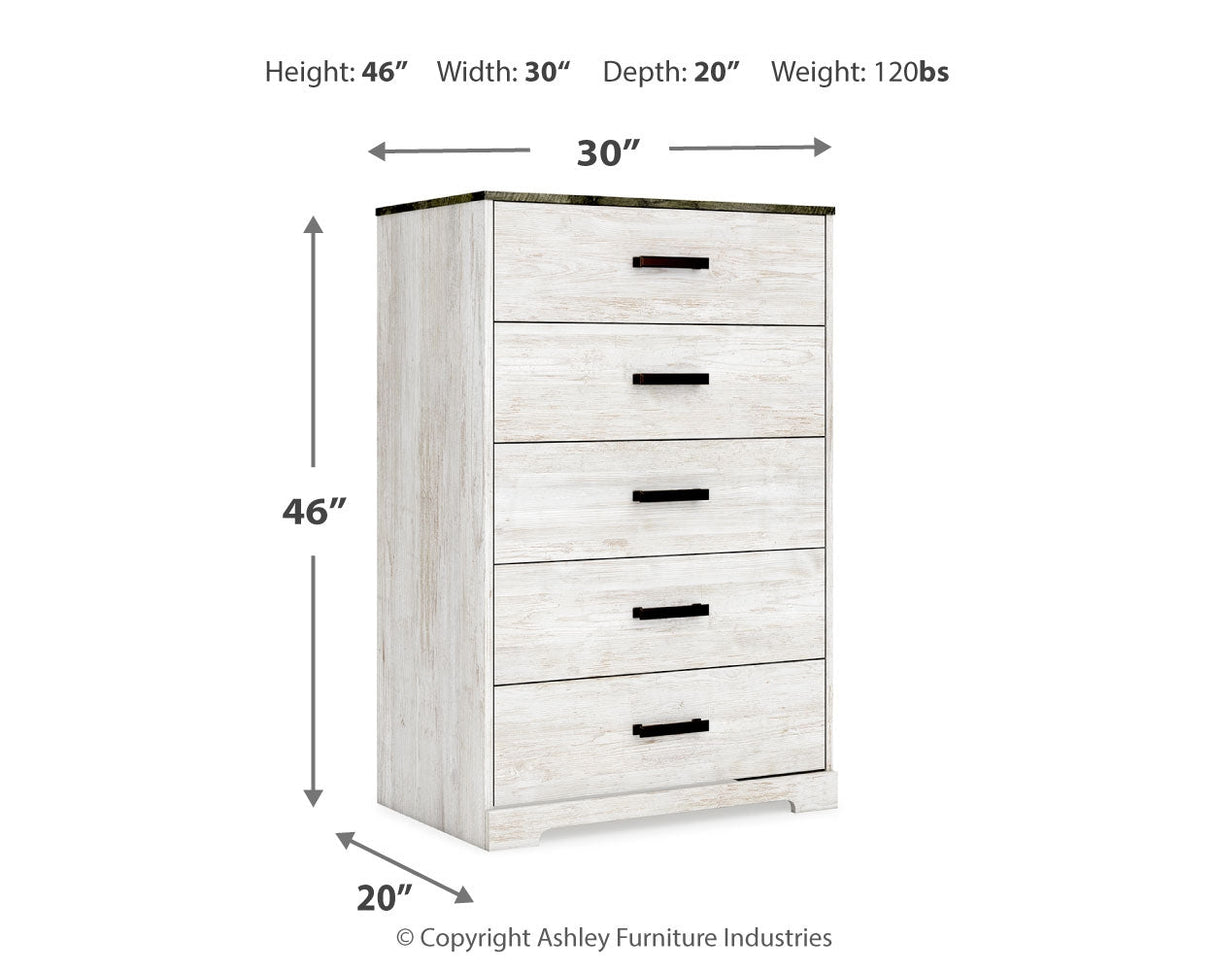 Shawburn Whitewash Crossbuck/Charcoal Gray Platform Bedroom Set by Ashley at Eve Furniture