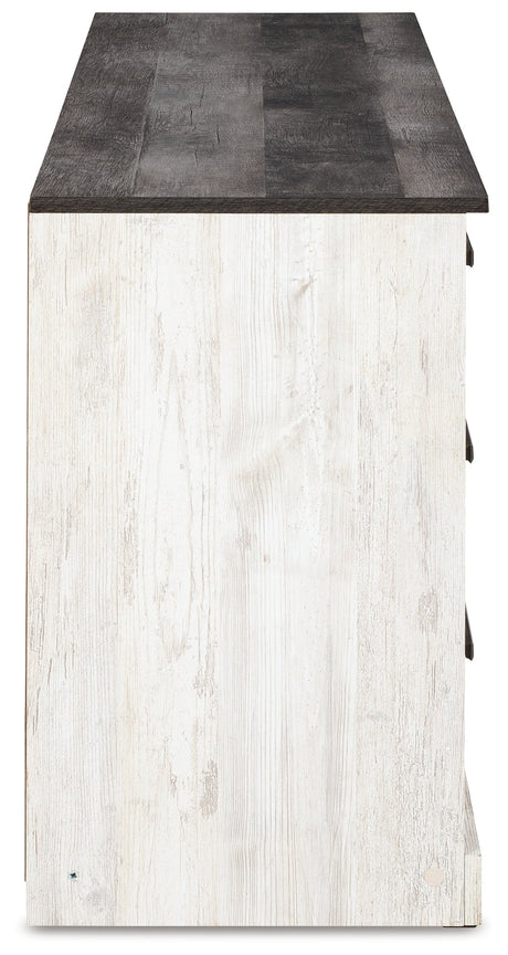 Shawburn Whitewash Crossbuck/Charcoal Gray Platform Bedroom Set by Ashley at Eve Furniture