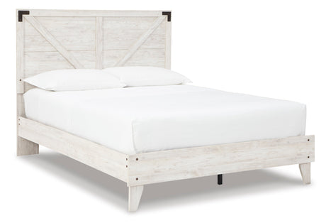 Shawburn Whitewash Crossbuck/Charcoal Gray Platform Bedroom Set by Ashley at Eve Furniture