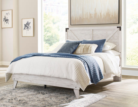 Shawburn Whitewash Crossbuck/Charcoal Gray Platform Bedroom Set by Ashley at Eve Furniture