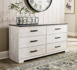 Shawburn Whitewash Crossbuck/Charcoal Gray Platform Bedroom Set by Ashley at Eve Furniture
