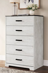 Shawburn Whitewash Crossbuck/Charcoal Gray Youth Platform Bedroom Set by Ashley at Eve Furniture