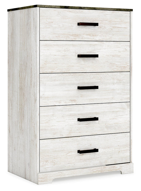 Shawburn Whitewash Crossbuck/Charcoal Gray Youth Platform Bedroom Set by Ashley at Eve Furniture
