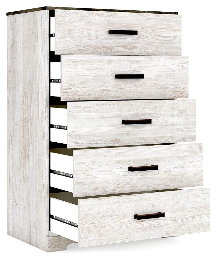Shawburn Whitewash Crossbuck/Charcoal Gray Youth Platform Bedroom Set by Ashley at Eve Furniture