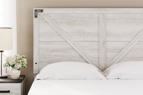 Shawburn Whitewash Crossbuck/Charcoal Gray Youth Platform Bedroom Set by Ashley at Eve Furniture
