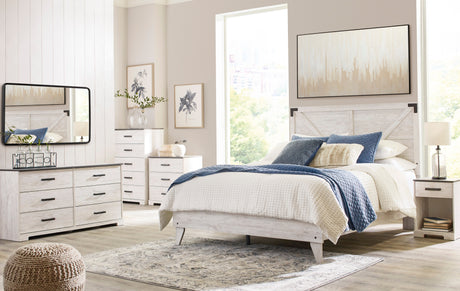 Shawburn Whitewash Crossbuck/Charcoal Gray Youth Platform Bedroom Set by Ashley at Eve Furniture
