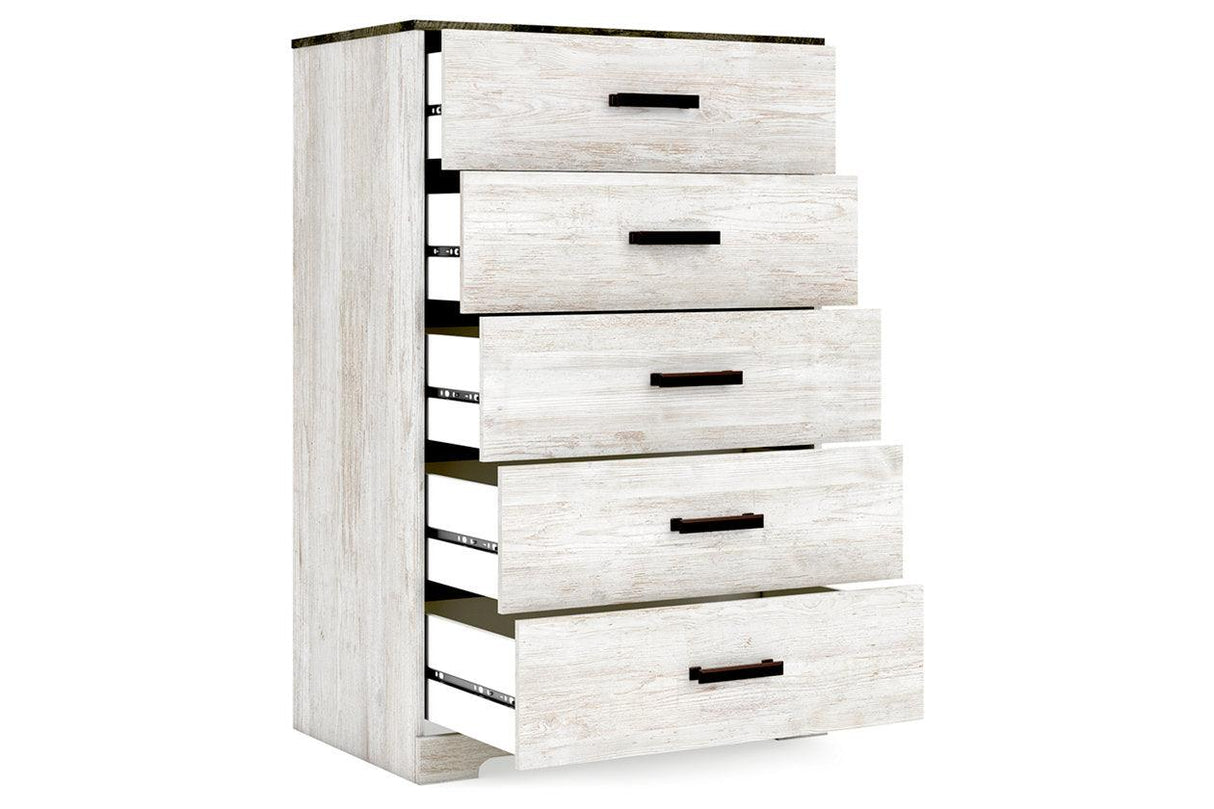 Shawburn Whitewash/Charcoal Gray Chest of Drawers by Ashley at Eve Furniture