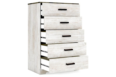 Shawburn Whitewash/Charcoal Gray Chest of Drawers by Ashley at Eve Furniture