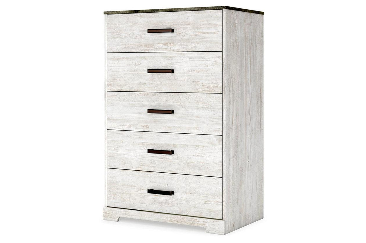 Shawburn Whitewash/Charcoal Gray Chest of Drawers by Ashley at Eve Furniture