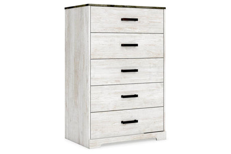 Shawburn Whitewash/Charcoal Gray Chest of Drawers by Ashley at Eve Furniture