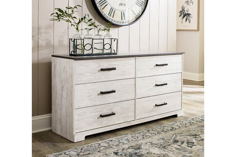 Shawburn Whitewash/Charcoal Gray Dresser by Ashley at Eve Furniture