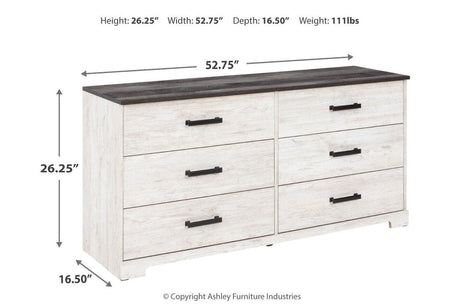 Shawburn Whitewash/Charcoal Gray Dresser by Ashley at Eve Furniture