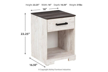 Shawburn Whitewash/Charcoal Gray Nightstand by Ashley at Eve Furniture