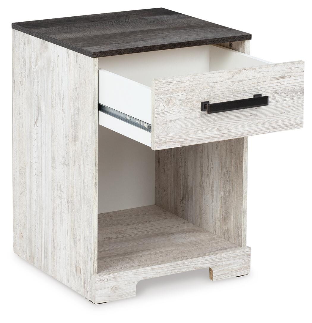 Shawburn Whitewash/Charcoal Gray Nightstand by ASHLEY FURNITURE at Eve Furniture