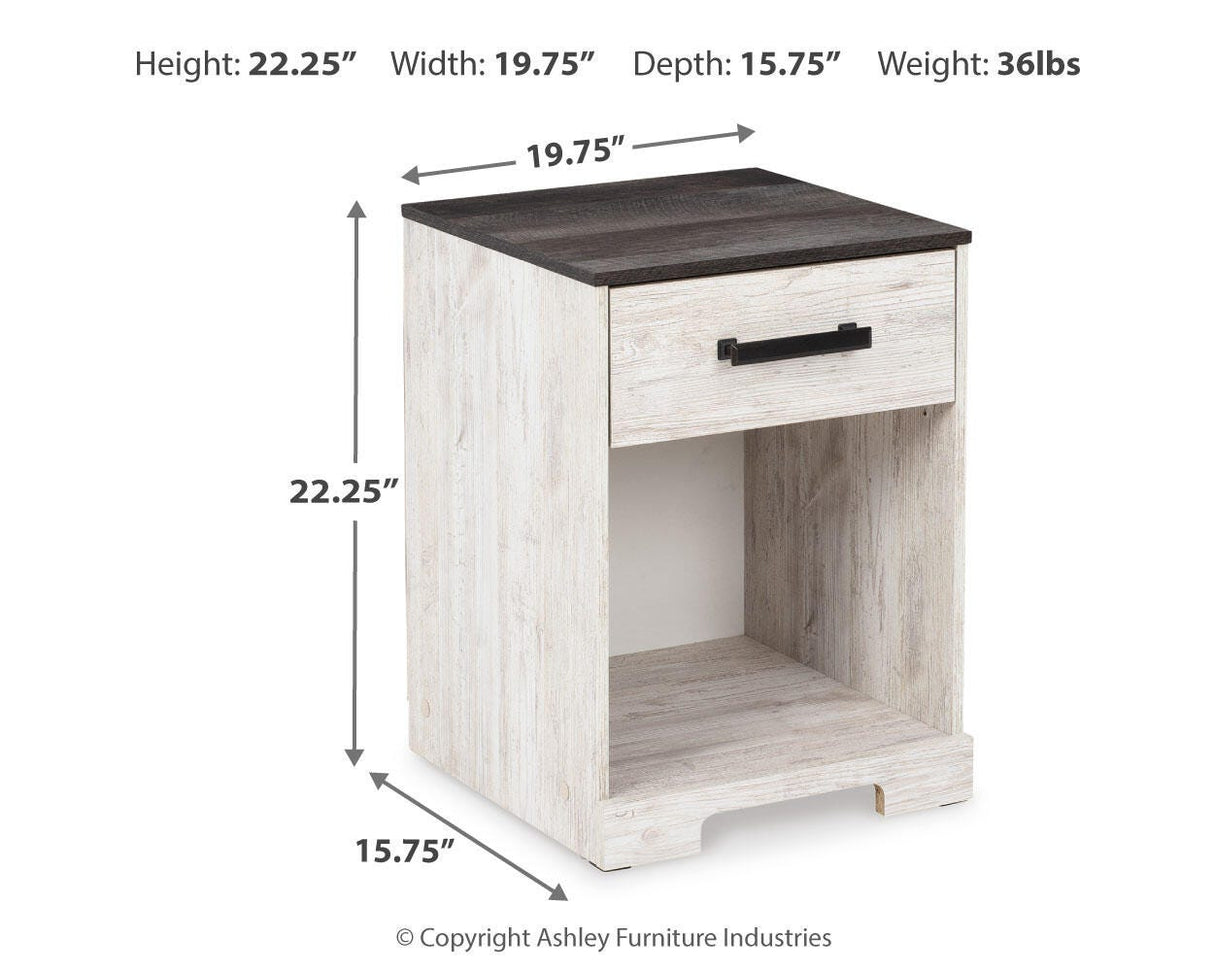 Shawburn Whitewash/Charcoal Gray Nightstand by ASHLEY FURNITURE at Eve Furniture