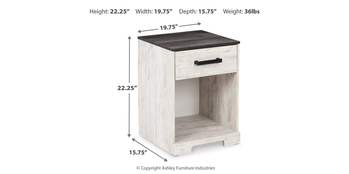 Shawburn Whitewash/Charcoal Gray Nightstand by ASHLEY FURNITURE at Eve Furniture