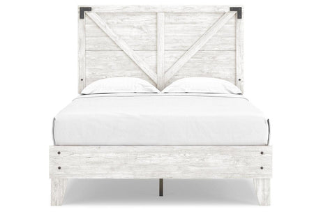 Shawburn White/Dark Charcoal Gray Full Crossbuck Panel Platform Bed by Ashley at Eve Furniture