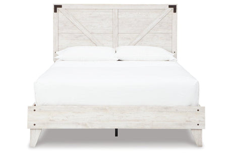 Shawburn White/Dark Charcoal Gray Queen Crossbuck Panel Platform Bed by Ashley at Eve Furniture