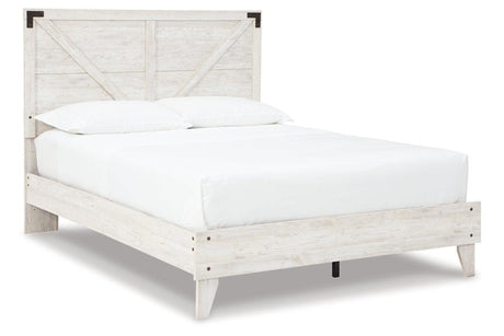 Shawburn White/Dark Charcoal Gray Queen Crossbuck Panel Platform Bed by Ashley at Eve Furniture