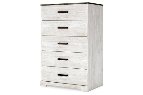 Shawburn Whitewash/Charcoal Gray Chest of Drawers by Ashley at Eve Furniture