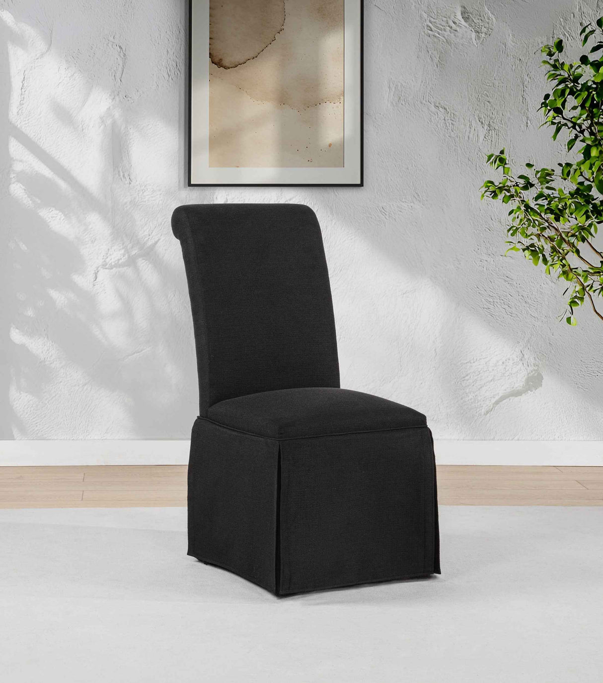 Shawna Black Upholstered Skirted Side Chair (Set of 2) by Coaster at Eve Furniture