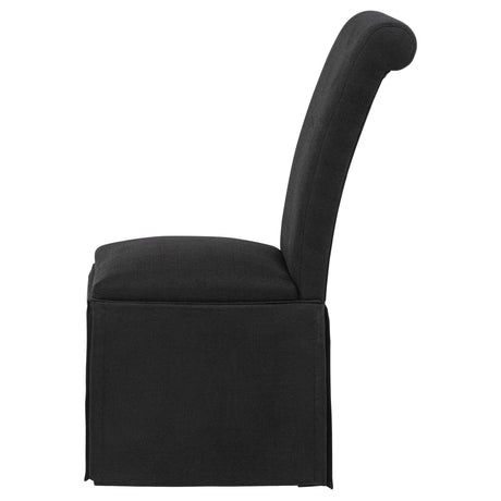 Shawna Black Upholstered Skirted Side Chair (Set of 2) by Coaster at Eve Furniture