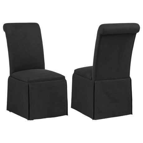 Shawna Black Upholstered Skirted Side Chair (Set of 2) by Coaster at Eve Furniture