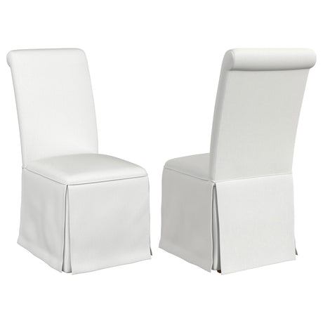 Shawna Upholstered Skirted Parson Dining Side Chair White (Set of 2) by Coaster at Eve Furniture