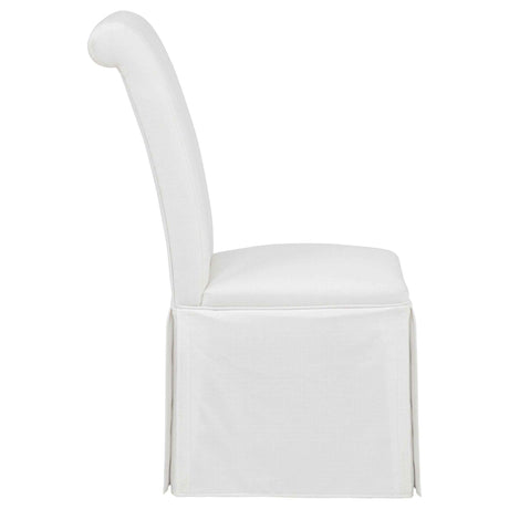Shawna White Upholstered Skirted Side Chair (Set of 2) by Coaster at Eve Furniture