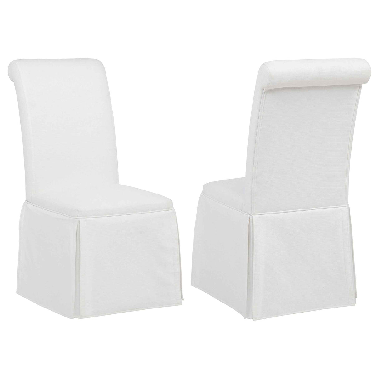 Shawna White Upholstered Skirted Side Chair (Set of 2) by Coaster at Eve Furniture