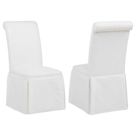 Shawna White Upholstered Skirted Side Chair (Set of 2) by Coaster at Eve Furniture