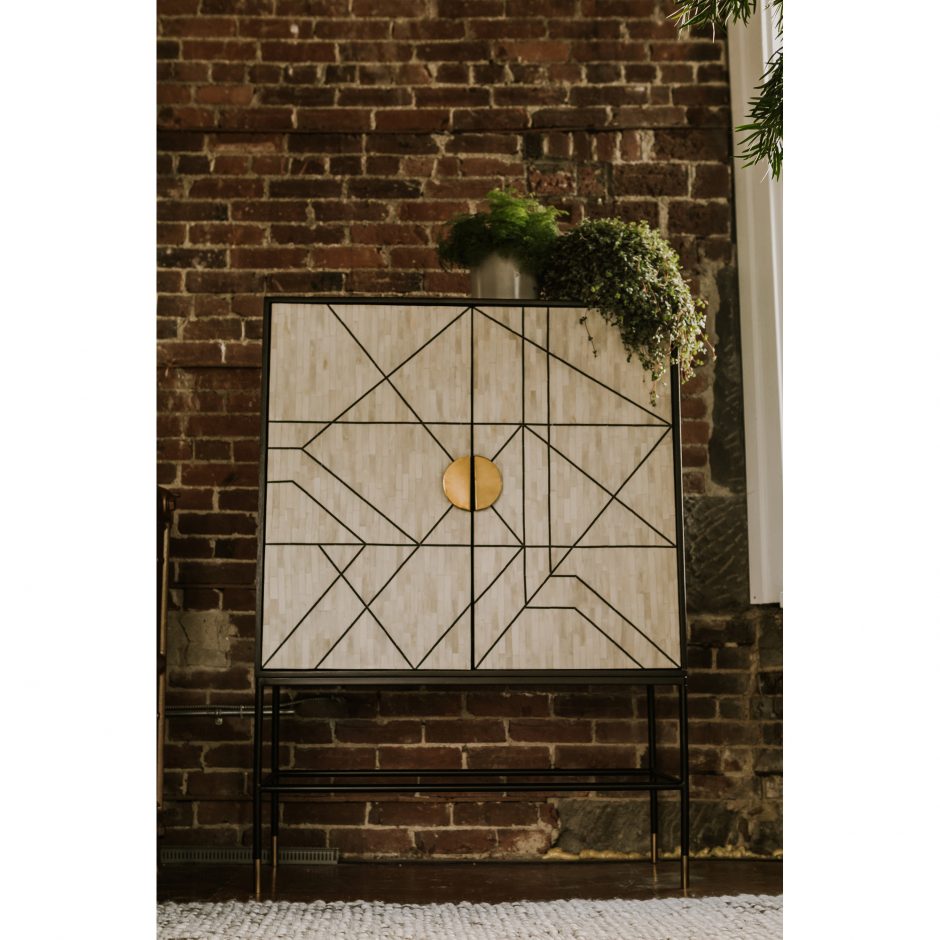 Shaws Cabinet Cream and Black by Moe's Home at Eve Furniture