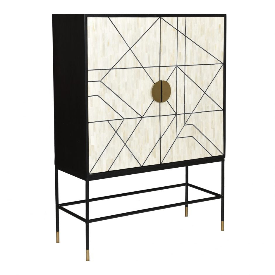 Shaws Cabinet Cream and Black by Moe's Home at Eve Furniture