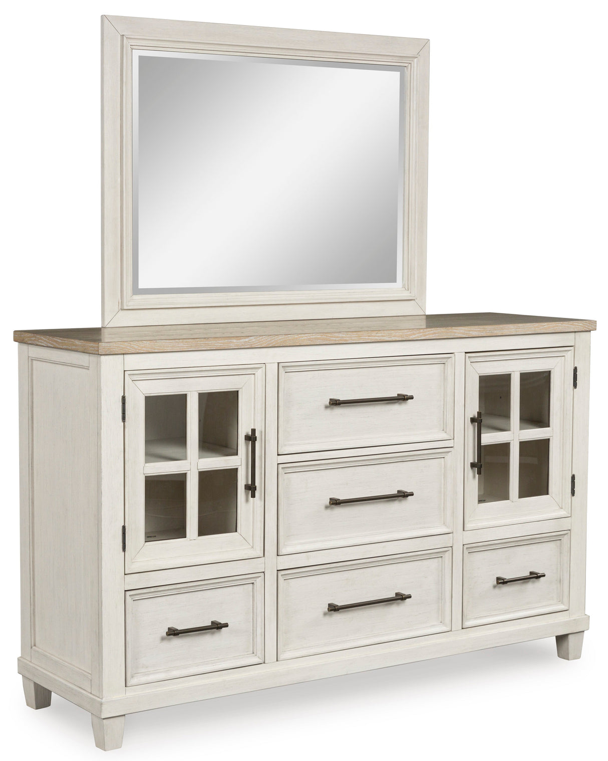 Shaybrock Antique White/Brown Bedroom Mirror by Ashley at Eve Furniture