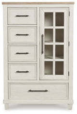 Shaybrock Antique White/Brown Door Chest by Ashley at Eve Furniture