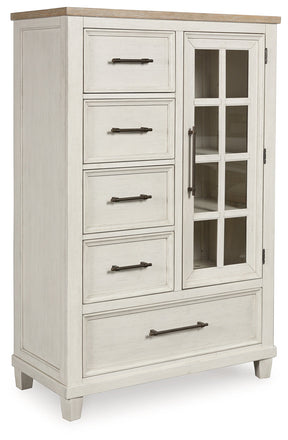 Shaybrock Antique White/Brown Door Chest by Ashley at Eve Furniture