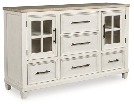 Shaybrock Antique White/Brown Dresser by Ashley at Eve Furniture