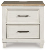 Shaybrock Antique White/Brown Nightstand by Ashley at Eve Furniture