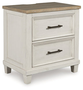 Shaybrock Antique White/Brown Nightstand by Ashley at Eve Furniture