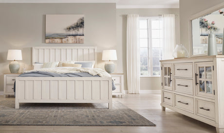 Shaybrock Antique White/Brown Panel Bedroom Set by Ashley at Eve Furniture