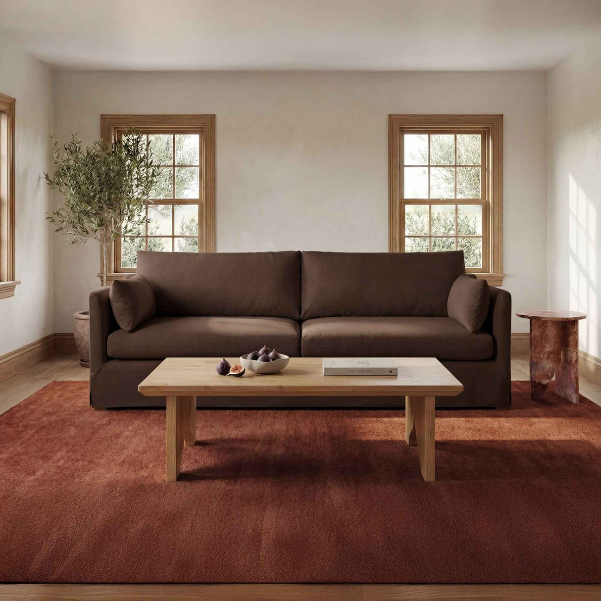 Shea Dark Brown Sofa by Moe's Home at Eve Furniture