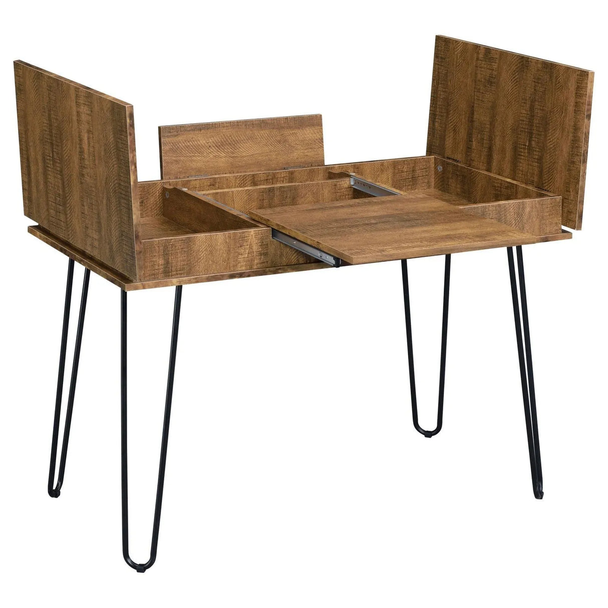 Sheeran Rustic Amber Writing Desk with 4 Hidden Storages by Coaster at Eve Furniture