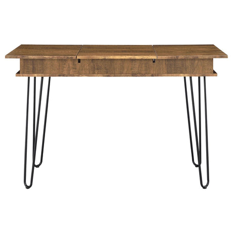 Sheeran Rustic Amber Writing Desk with 4 Hidden Storages by Coaster at Eve Furniture